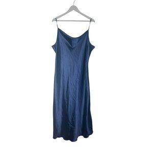 Long silky nightgown draped neckline size 3X adjustable straps Navy Blue‎ maxi